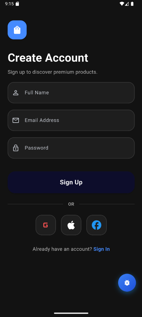 Sign Up Dark